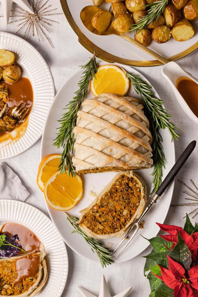 veganer braten für weihnachten wellington