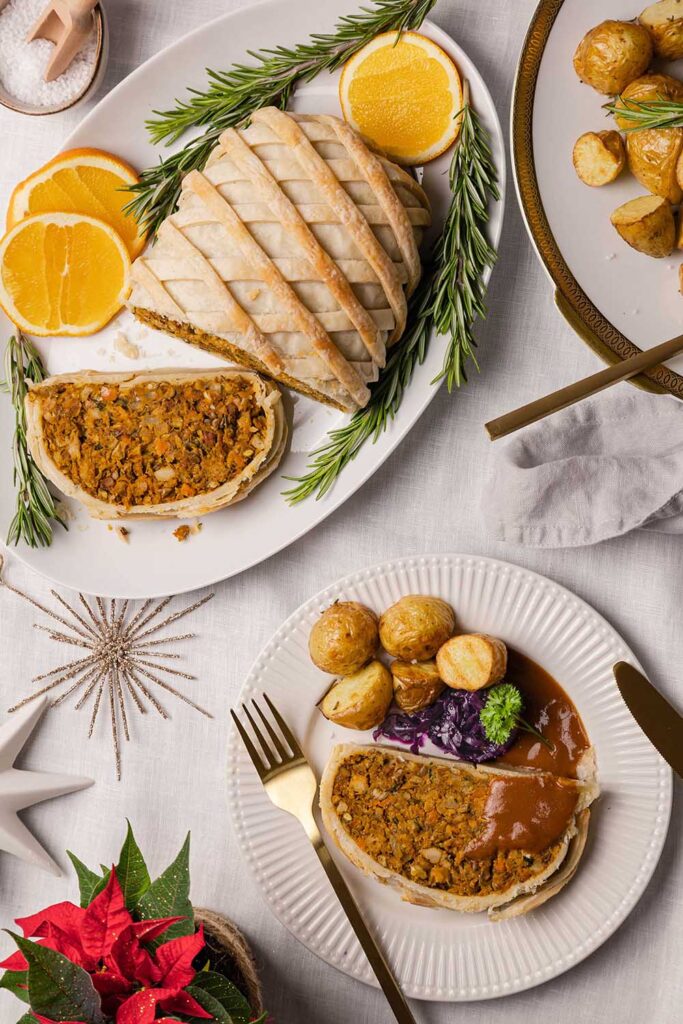 veganer braten für weihnachten wellington