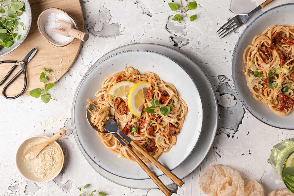 Rote Linsen Pasta vegan schnell einfach