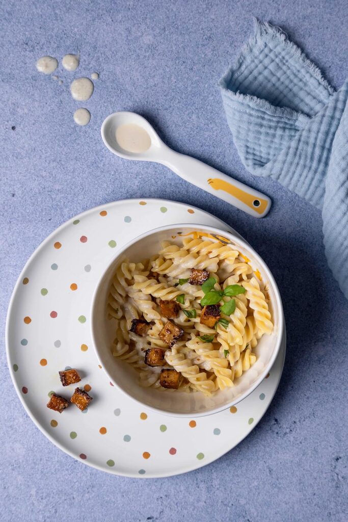 Vegane Pasta Carbonara für Kinder